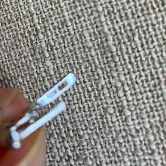 Sterling Silver Aquamarine Diamond Earrings - Picture 4 of 5